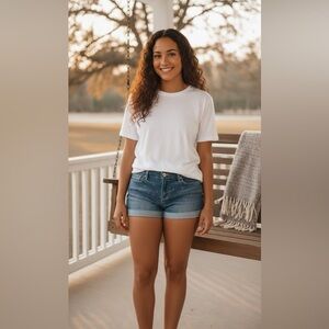 Hollister Co Denim Jean shorty Shorts size 7 waist 28 rhinestones cuff zip fly